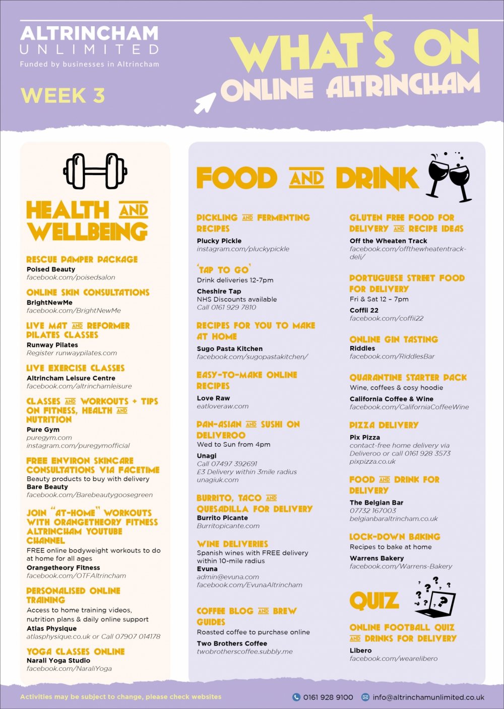 What's On Guides - Takeaway, Retail and Online