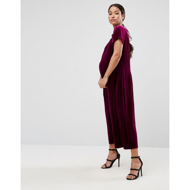 velvet maternity jumpsuit