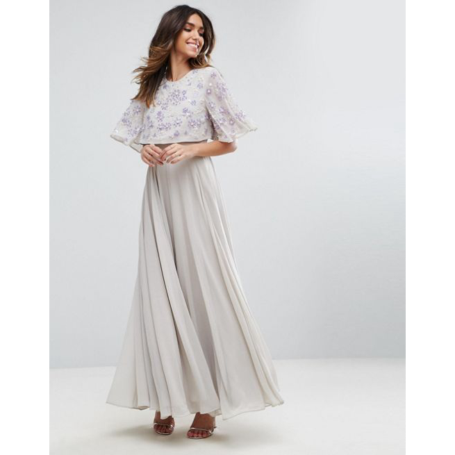 embellished maxi dress with sleeves