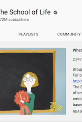 The school of life is a youtube channel with educational and thought provoking videos on subjects ranging from philosophy, political theory to literature.