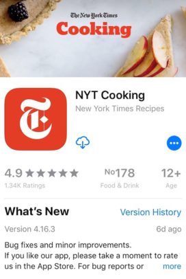 NYT Cooking App