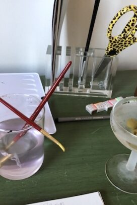 Making a martini, leaving a glass in the freezer hours beforehand in preparation