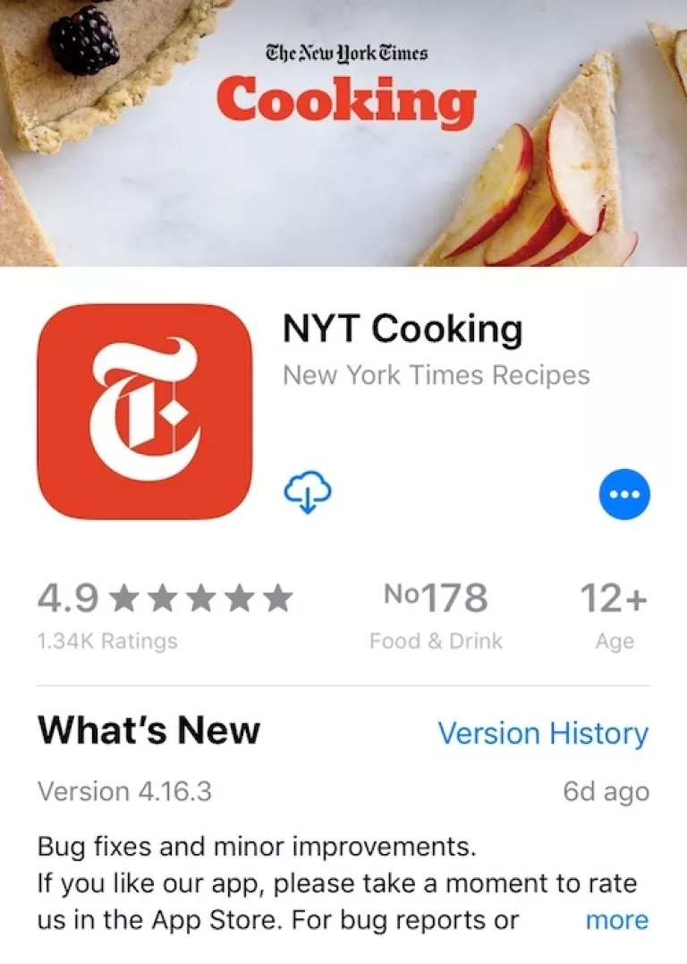 NYT Cooking App