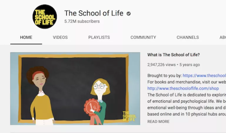 The school of life is a youtube channel with educational and thought provoking videos on subjects ranging from philosophy, political theory to literature.