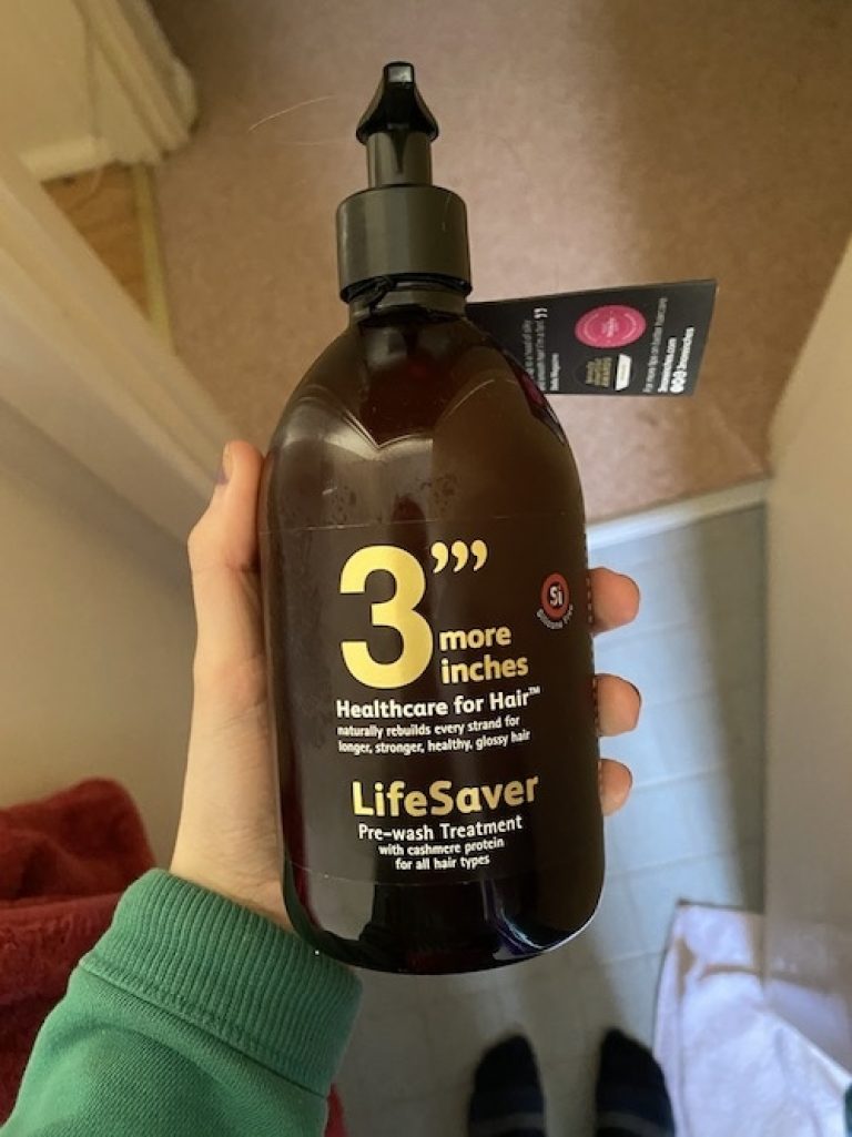 3 More Inches ,a pre-wash hair treatment it leaves my hair feeling soft, shiny and very healthy. It doesn’t hurt that it smells lovely either.
