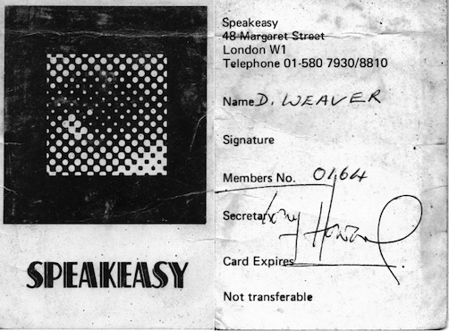 Speakeasy membership card