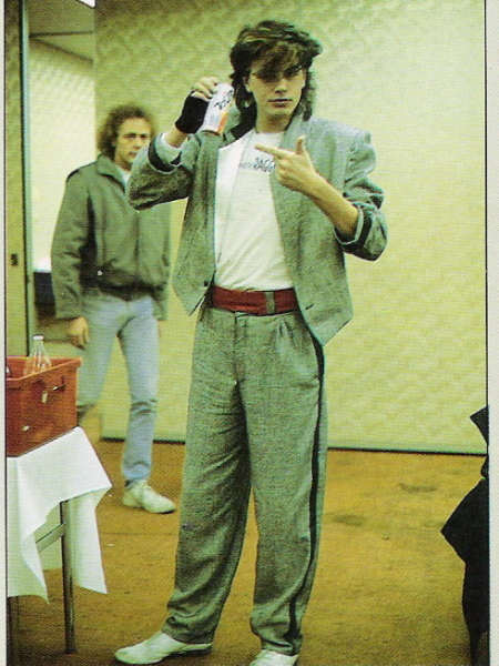 John in dressing room with me in background Japan 84