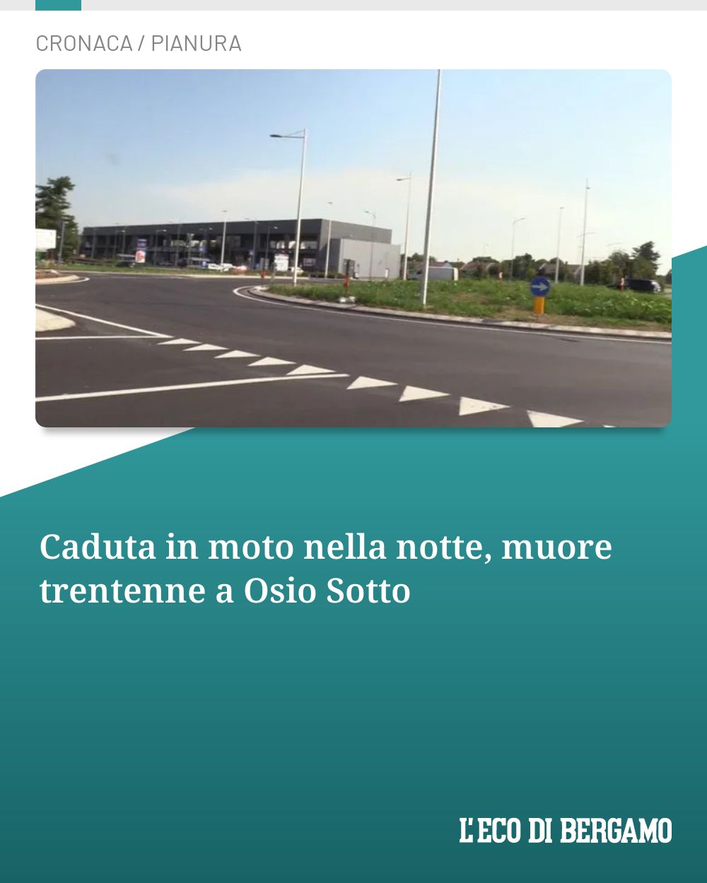 Post Instagram @ecodibergamo: Caduta in moto nella notte, muore trentenne a Osio Sotto...