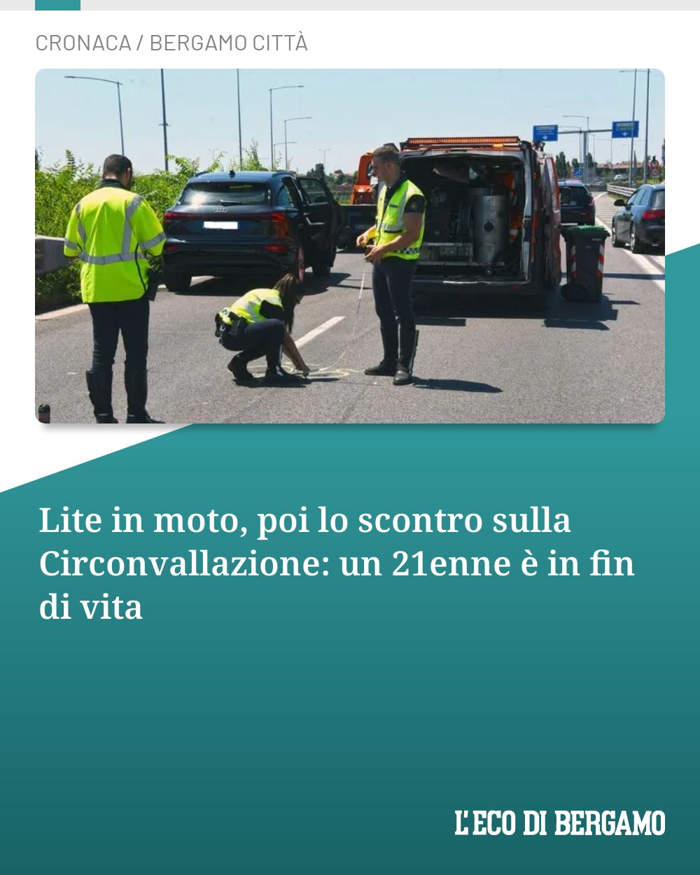 Post Instagram @ecodibergamo: Lite in moto, poi lo scontro sulla Circonvallazione: un 21enne è in fin di vita...