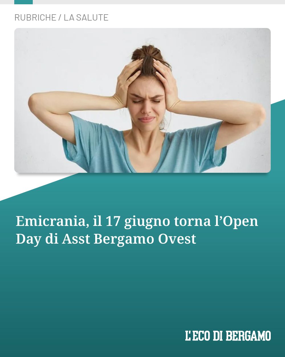 Post Instagram @ecodibergamo: Emicrania, il 17 giugno torna l’Open Day di Asst Bergamo Ovest...