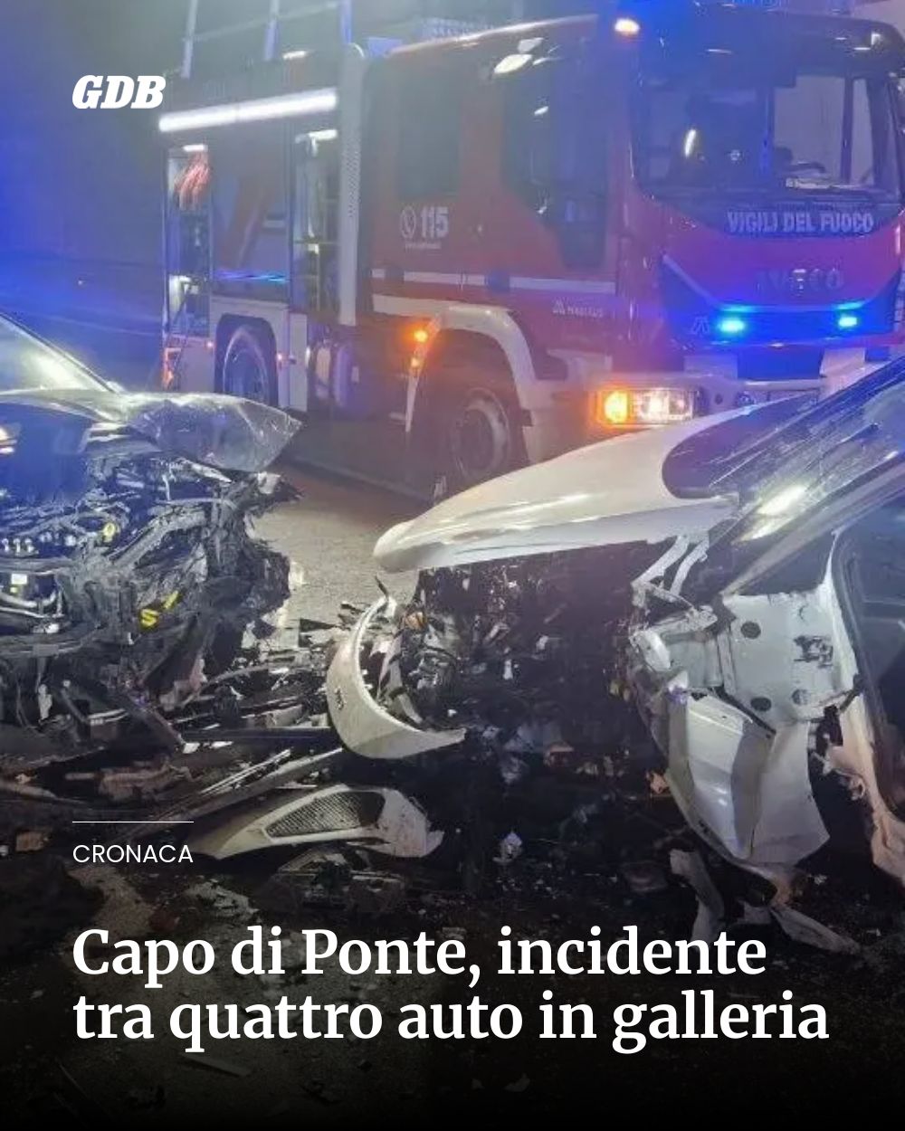 Post Instagram @giornaledibrescia: Capo di Ponte, incidente tra quattro auto in galleria...
