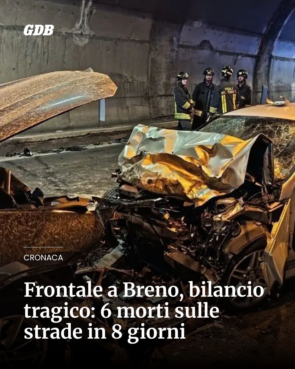 Post Instagram @giornaledibrescia: Frontale a Breno, bilancio tragico: 6 morti sulle strade in 8 giorni...