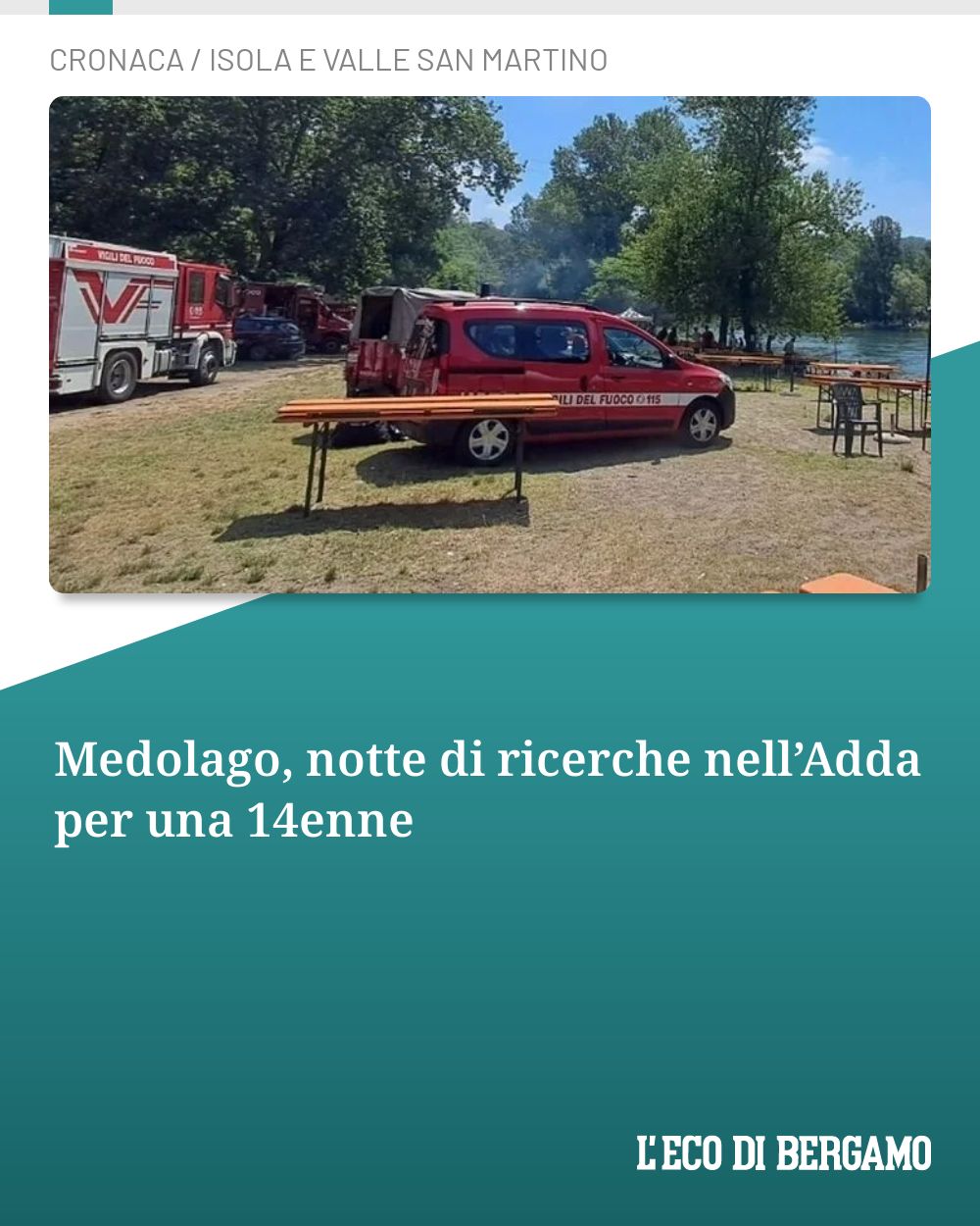 Post Instagram @ecodibergamo: Medolago, notte di ricerche nell’Adda per una 14enne...