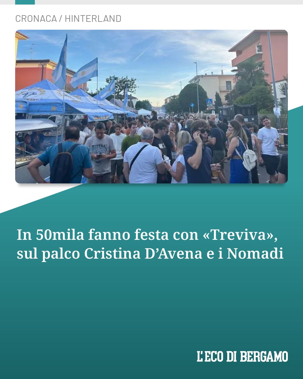 Post Instagram @ecodibergamo: In 50mila fanno festa con «Treviva», sul palco Cristina D’Avena e i Nomadi...