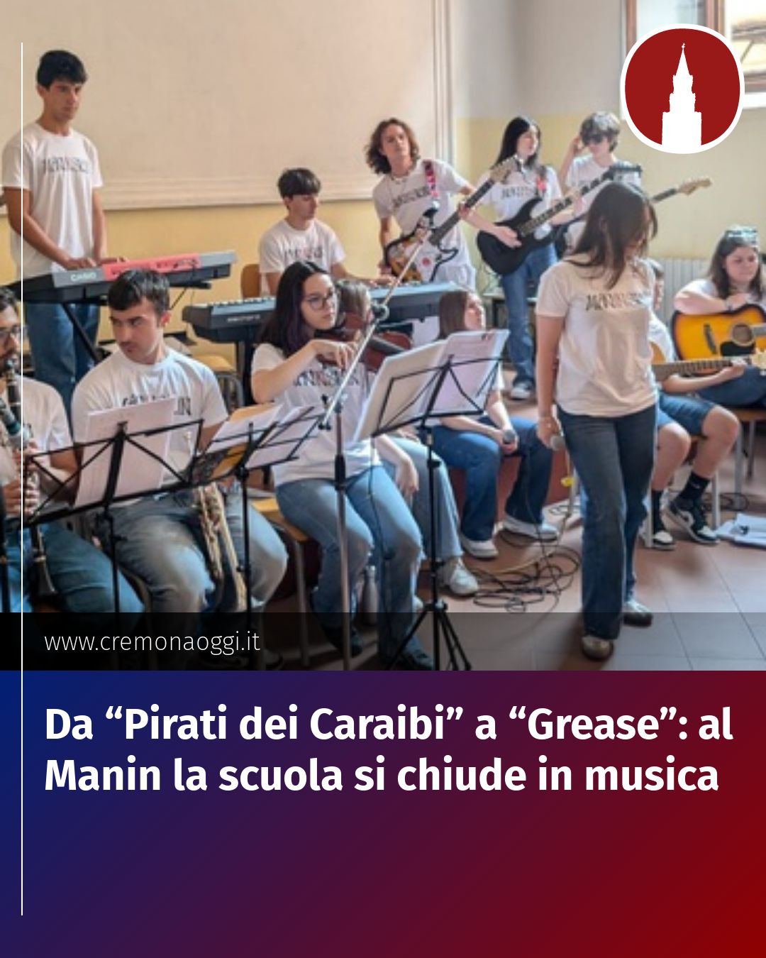 Post Instagram @Cremona_Oggi: Da “Pirati dei Caraibi” a “Grease”: al Manin la scuola si chiude in musica...