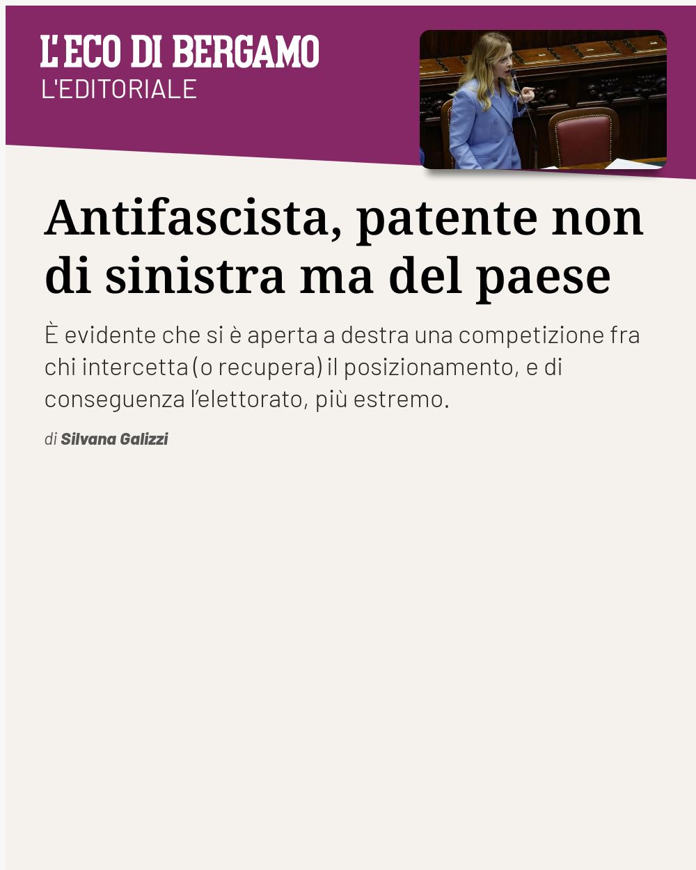 Post Instagram @ecodibergamo: Antifascista, patente non di sinistra ma del paese...