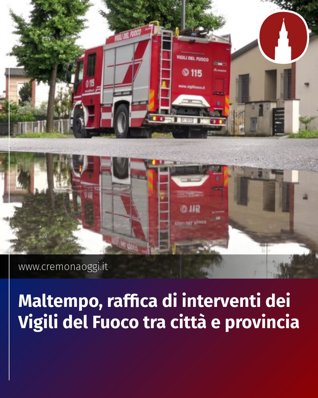 Post Instagram @Cremona_Oggi: Maltempo, raffica di interventi dei Vigili del Fuoco tra città e provincia...