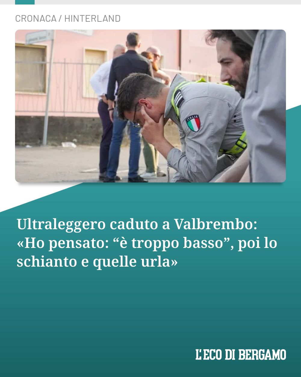 Post Instagram @ecodibergamo: Ultraleggero caduto a Valbrembo: «Ho pensato: “è troppo basso”, poi lo schianto e quelle urla»...