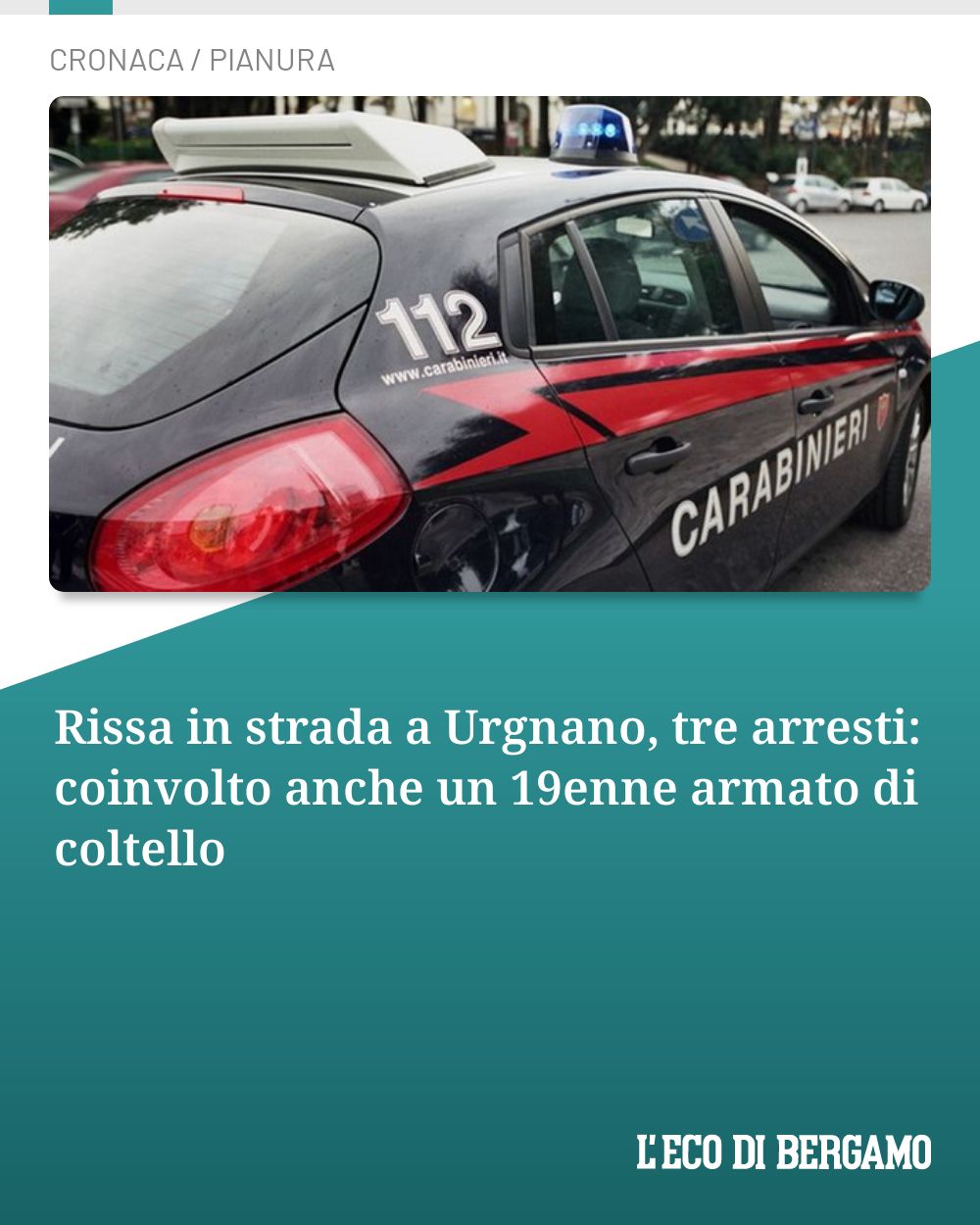 Post Instagram @ecodibergamo: Rissa in strada a Urgnano, tre arresti: coinvolto anche un 19enne armato di coltello...