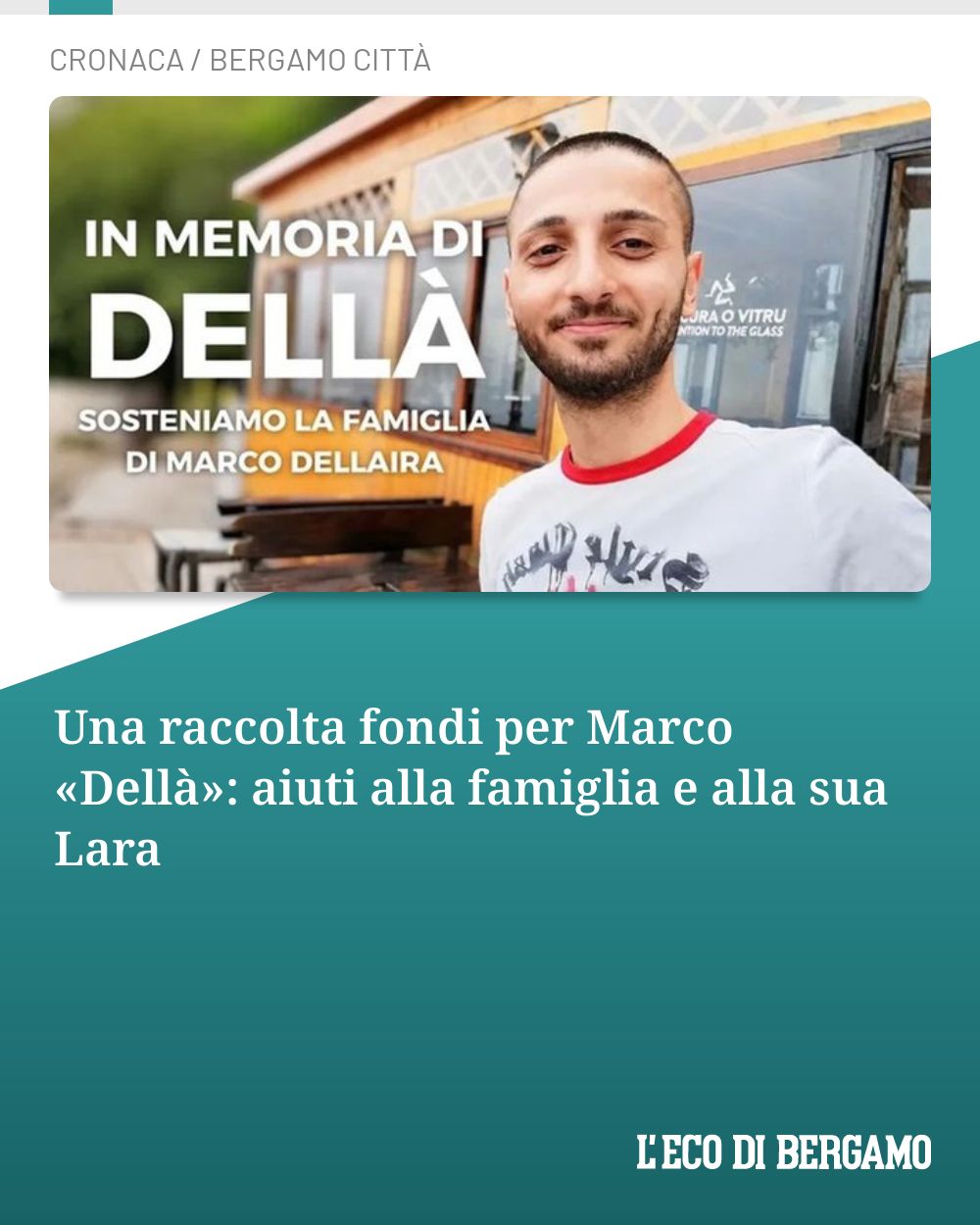 Post Instagram @ecodibergamo: Una raccolta fondi per Marco «Dellà»: aiuti alla famiglia e alla sua Lara...