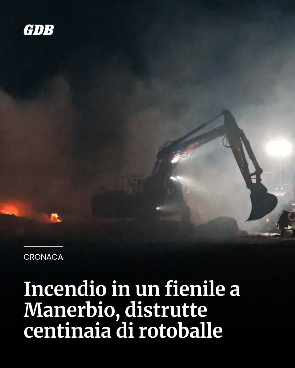 Post Instagram @giornaledibrescia: Incendio in un fienile a Manerbio, distrutte centinaia di rotoballe...