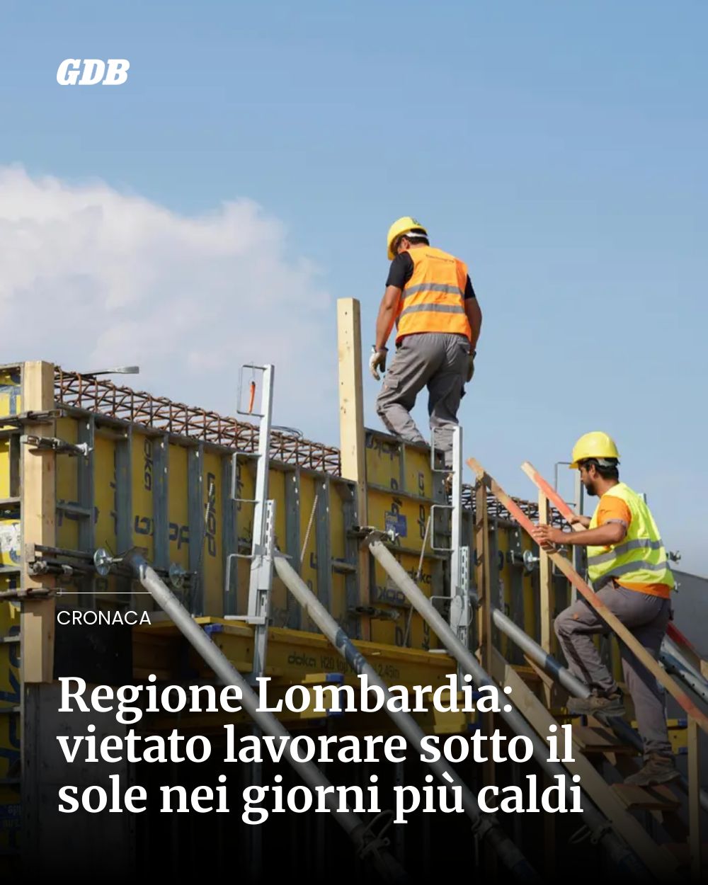 Post Instagram @giornaledibrescia: Regione Lombardia: vietato lavorare sotto il sole nei giorni più caldi...