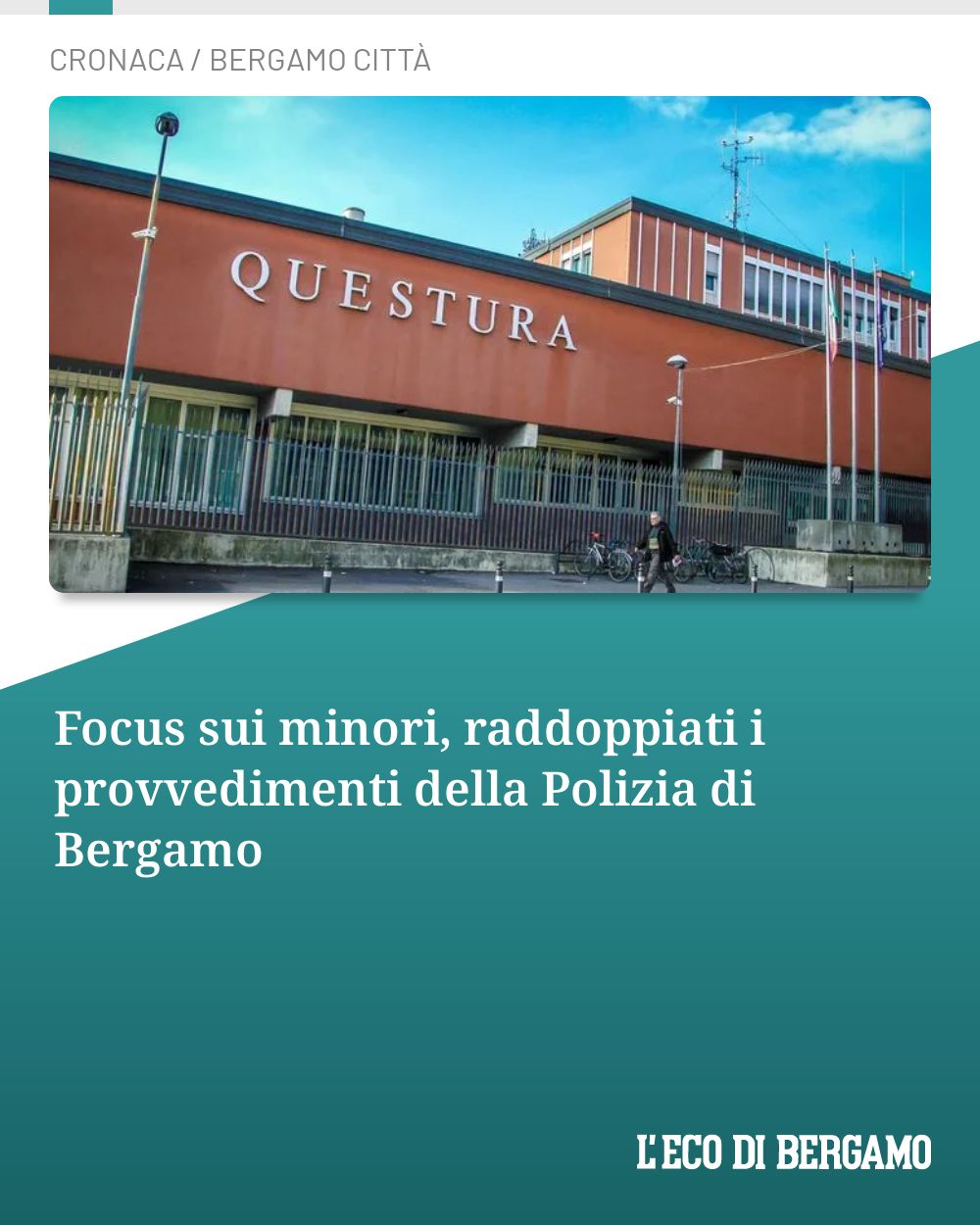 Post Instagram @ecodibergamo: Focus sui minori, raddoppiati i provvedimenti della Polizia di Bergamo...