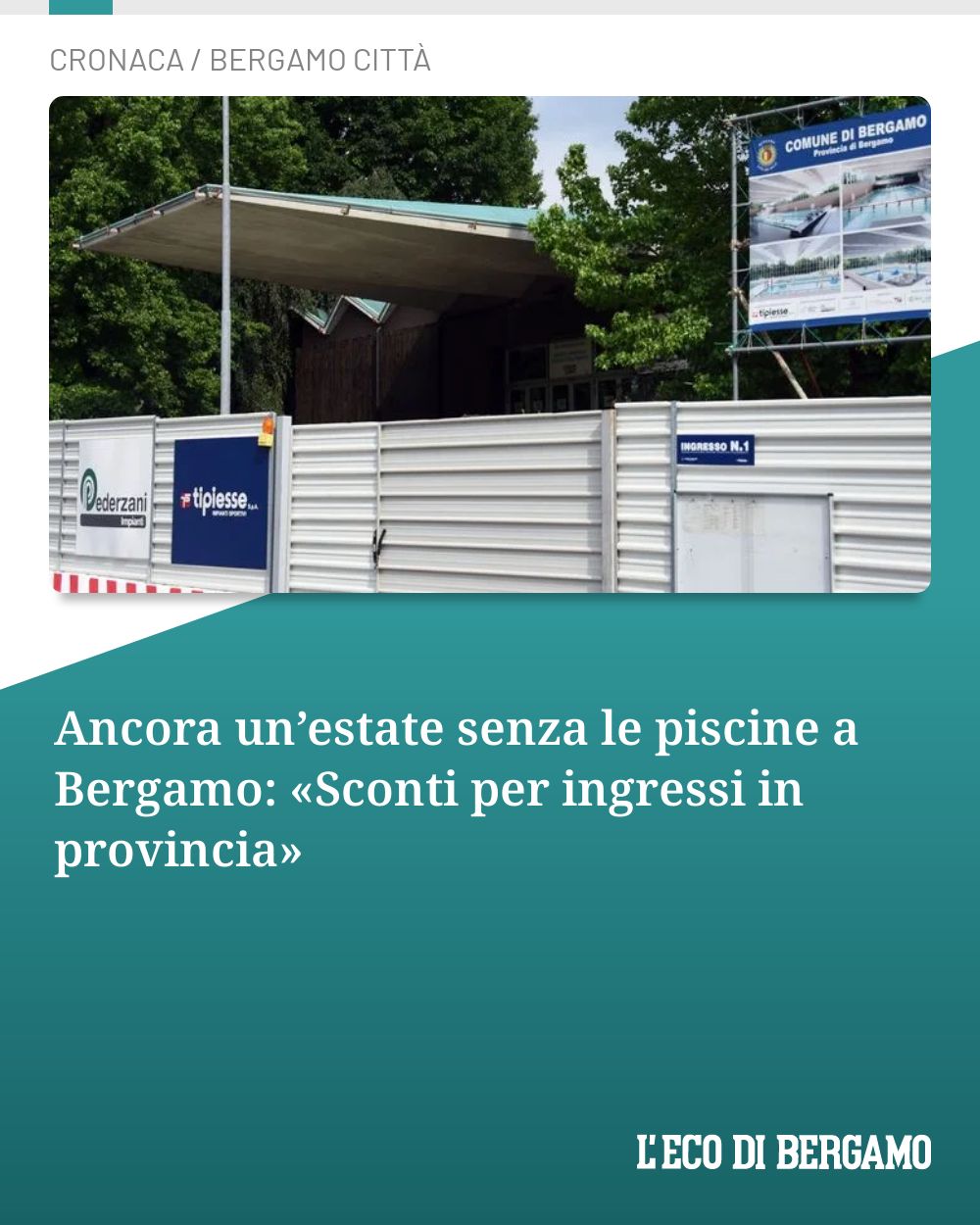 Post Instagram @ecodibergamo: Ancora un’estate senza le piscine a Bergamo: «Sconti per ingressi in provincia»...
