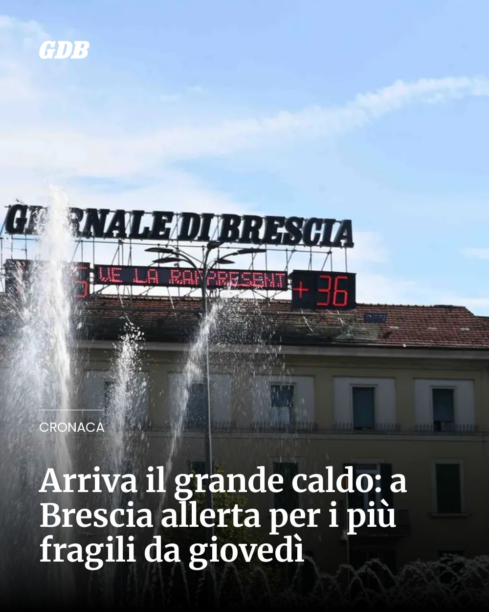 Post Instagram @giornaledibrescia: Arriva il grande caldo: a Brescia allerta per i più fragili da giovedì...