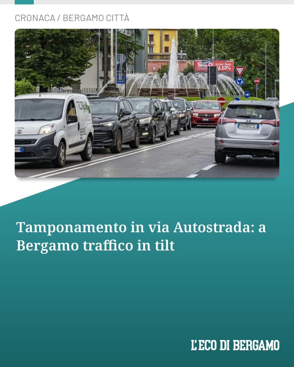 Post Instagram @ecodibergamo: Tamponamento in via Autostrada: a Bergamo traffico in tilt...
