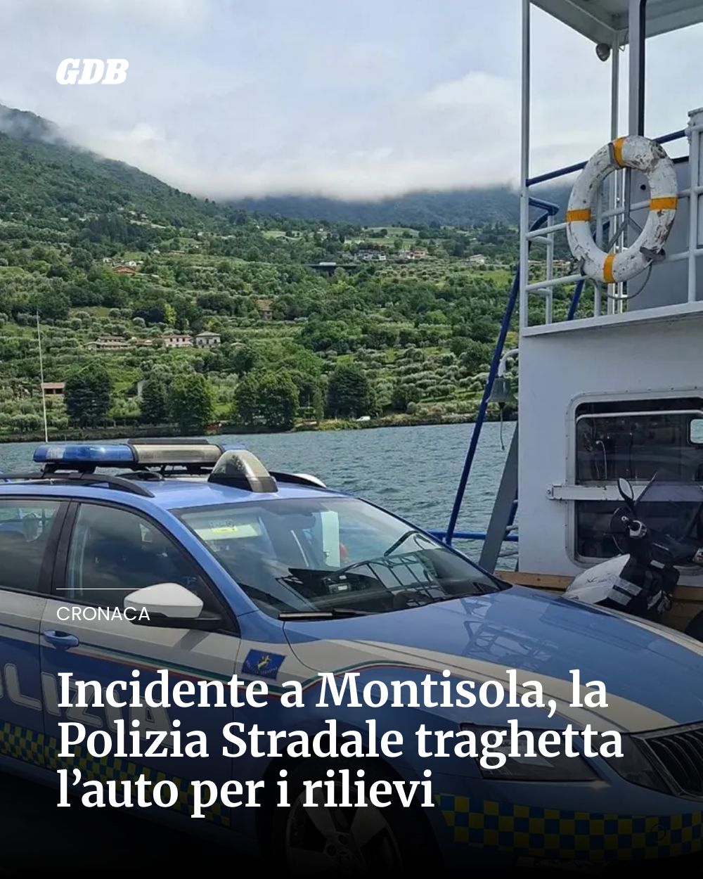 Post Instagram @giornaledibrescia: Incidente a Montisola, la Polizia Stradale traghetta l’auto per i rilievi...