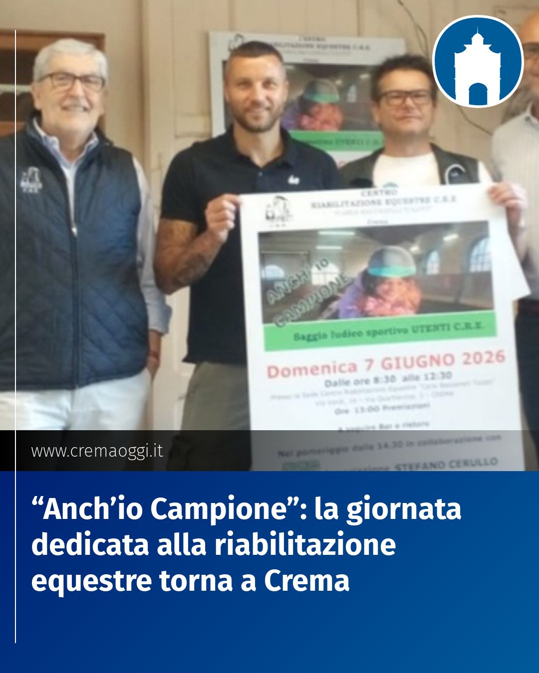 Post Instagram @redazione@cremaoggi.it: “Anch’io Campione”: la giornata dedicata alla riabilitazione equestre torna a Crema...