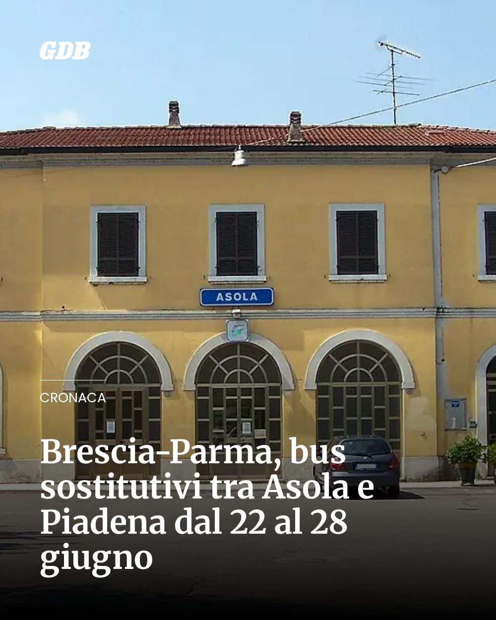 Post Instagram @giornaledibrescia: Brescia-Parma, bus sostitutivi tra Asola e Piadena dal 22 al 28 giugno...