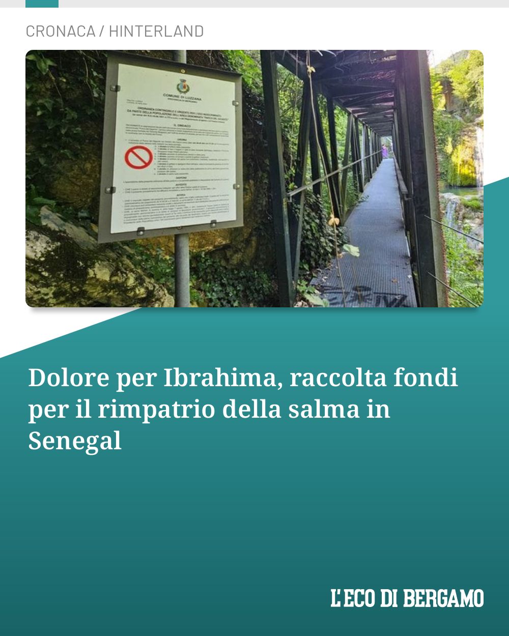 Post Instagram @ecodibergamo: Dolore per Ibrahima, raccolta fondi per il rimpatrio della salma in Senegal...