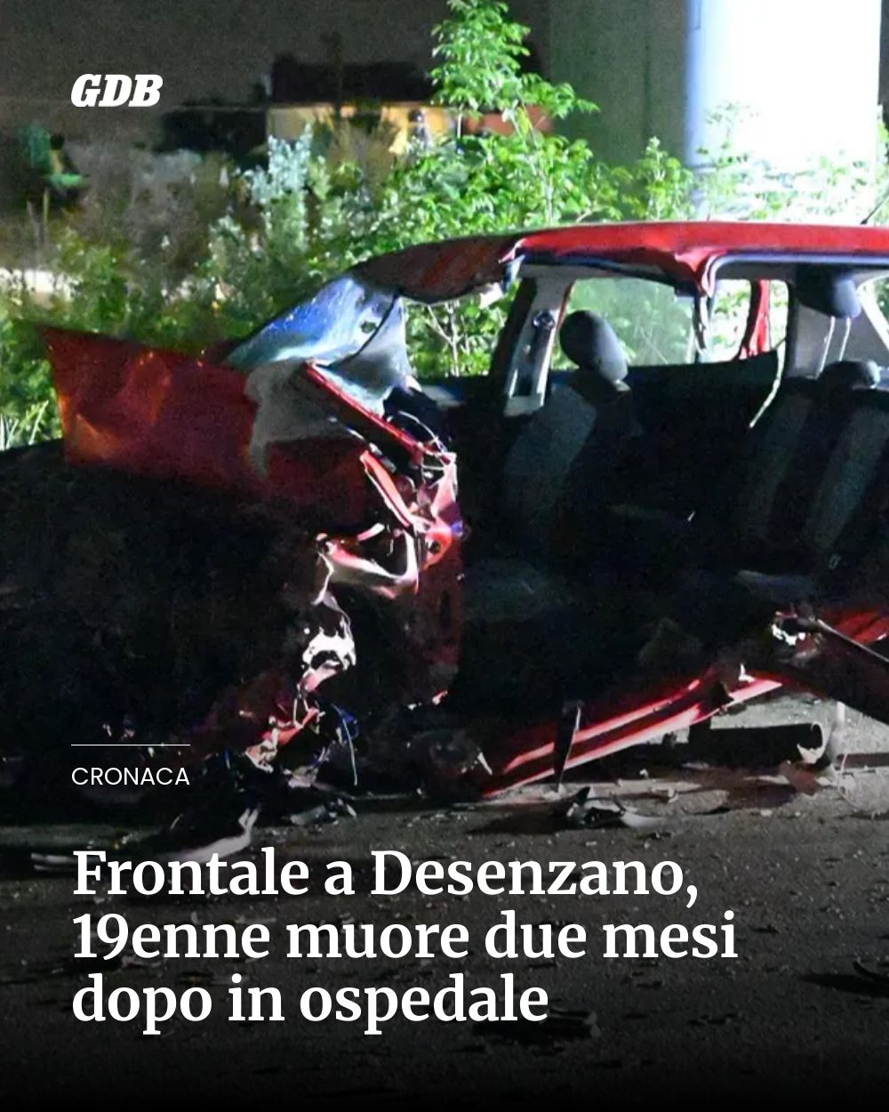 Post Instagram @giornaledibrescia: Frontale a Desenzano, 19enne muore due mesi dopo in ospedale...