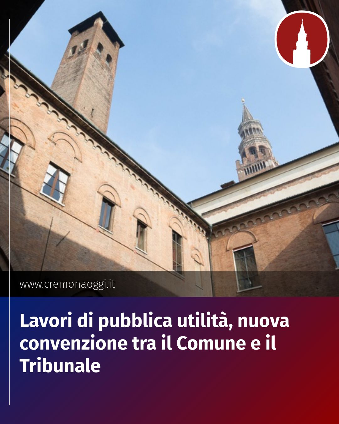 Post Instagram @Cremona_Oggi: Lavori di pubblica utilità, nuova convenzione tra il Comune e il Tribunale...