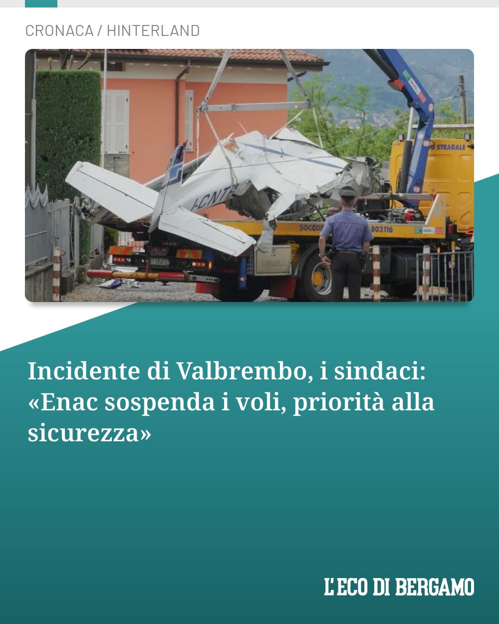 Post Instagram @ecodibergamo: Incidente di Valbrembo, i sindaci: «Enac sospenda i voli, priorità alla sicurezza»...