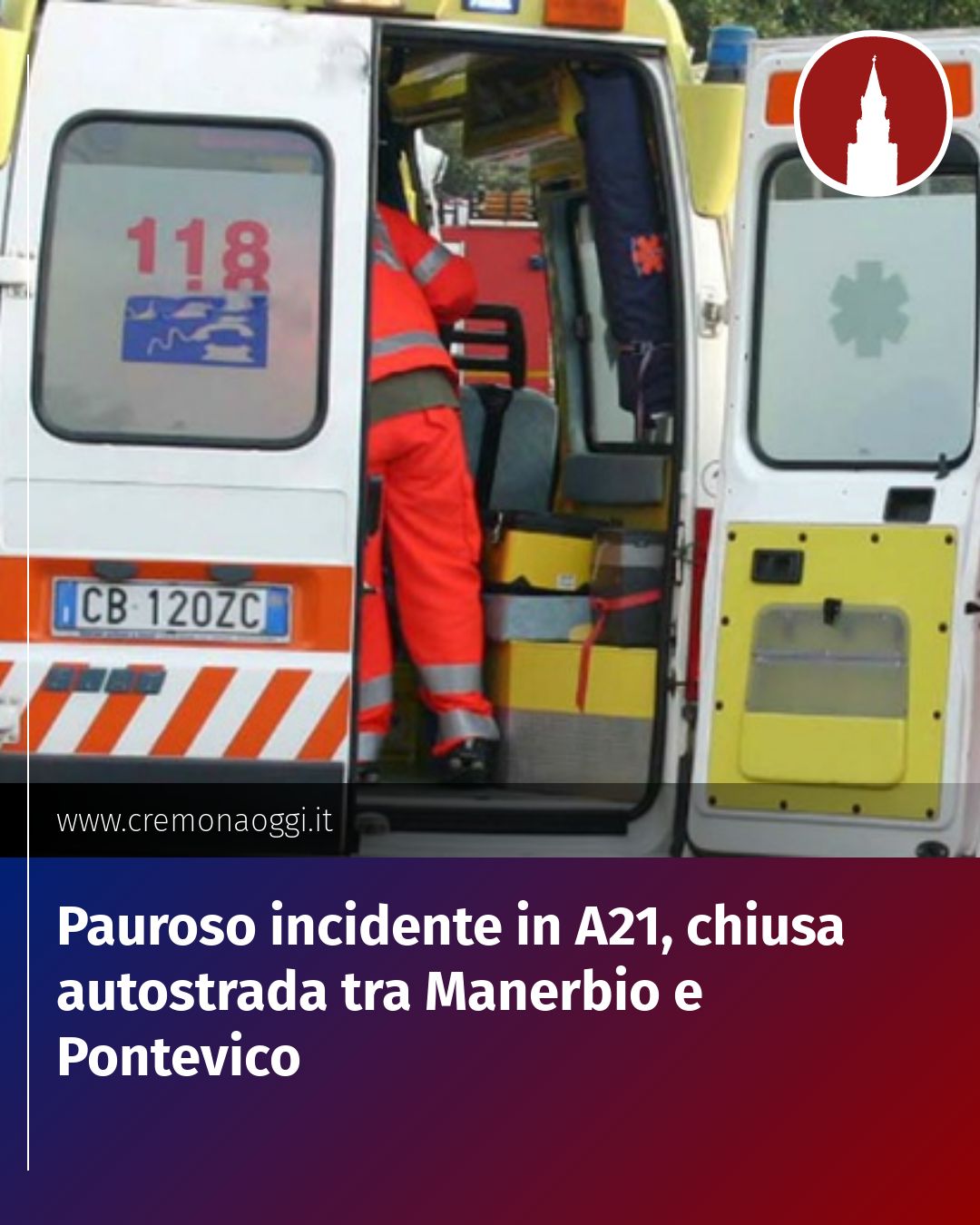 Post Instagram @Cremona_Oggi: Pauroso incidente in A21, chiusa autostrada tra Manerbio e Pontevico...