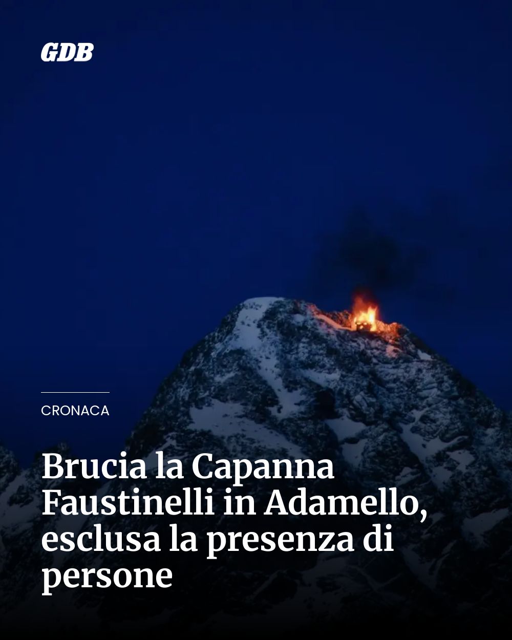Post Instagram @giornaledibrescia: Brucia la Capanna Faustinelli in Adamello, esclusa la presenza di persone...