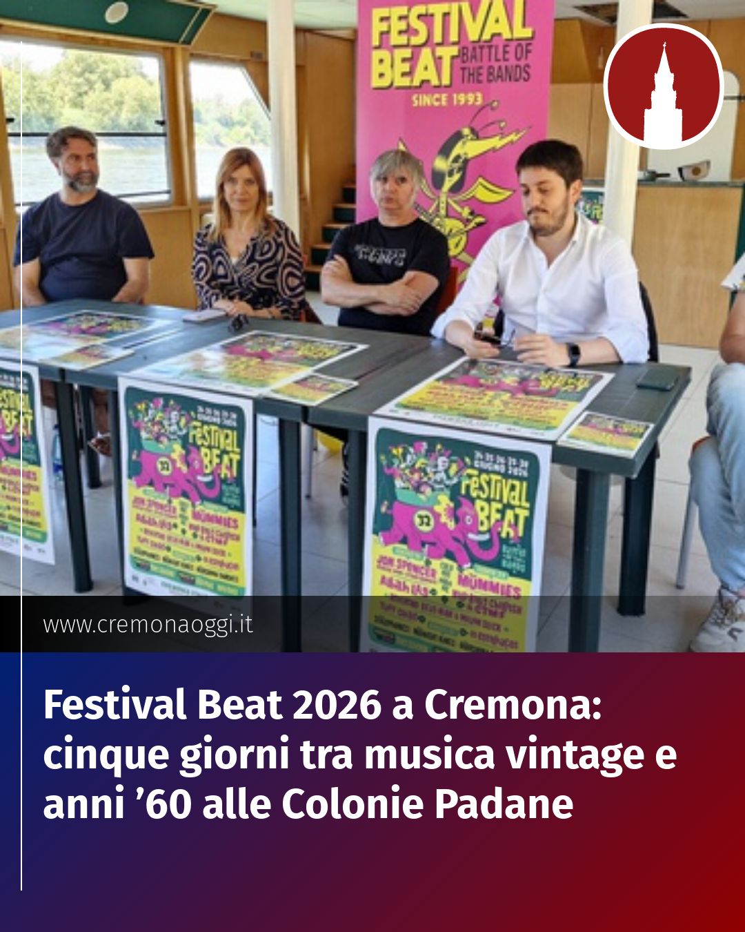 Post Instagram @Cremona_Oggi: Festival Beat 2026 a Cremona: cinque giorni tra musica vintage e anni ’60 alle Colonie Padane...