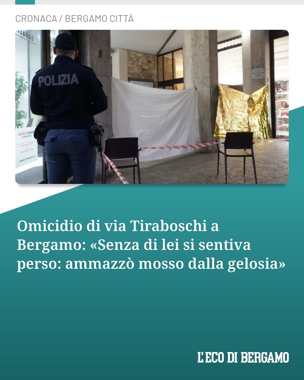 Post Instagram @ecodibergamo: Omicidio di via Tiraboschi a Bergamo: «Senza di lei si sentiva perso: ammazzò mosso dalla gelosia»..