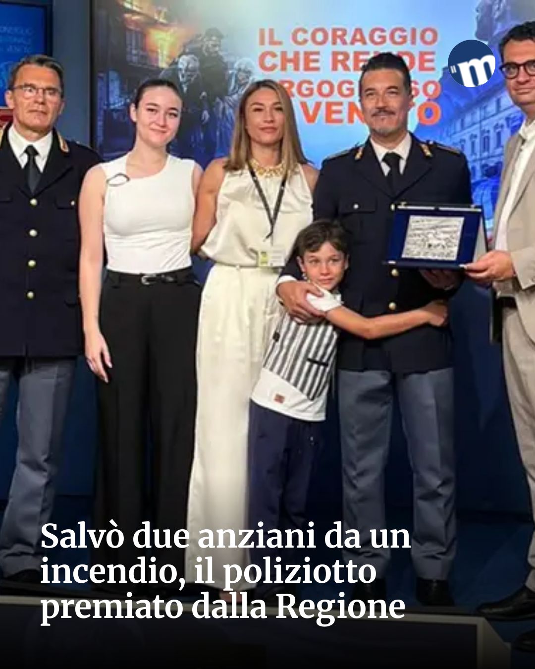 Post Instagram @socialbeat.test: Salvò due anziani da un incendio, il poliziotto premiato dalla Regione...