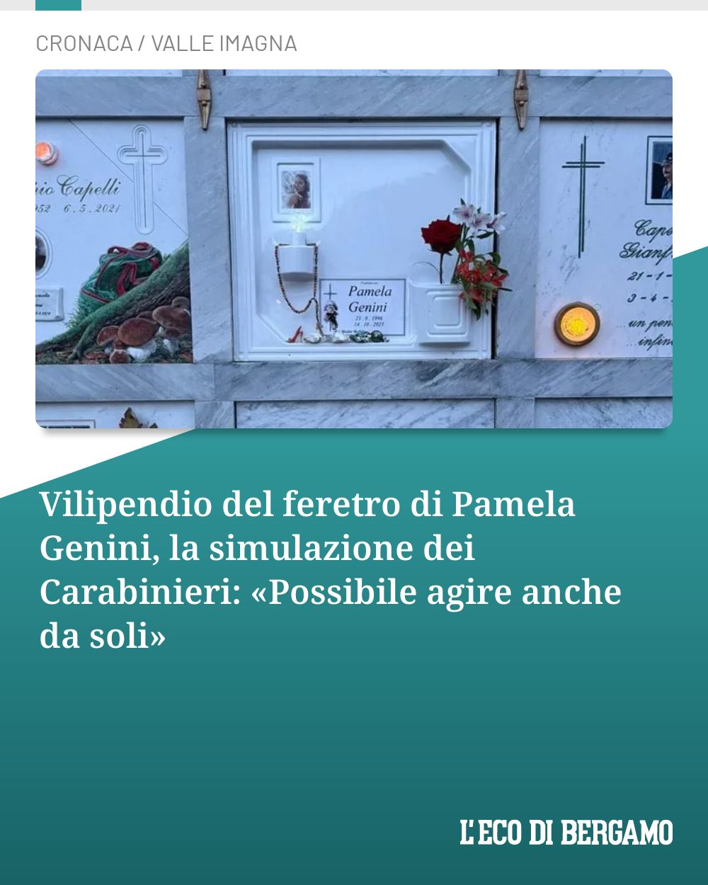 Post Instagram @ecodibergamo: Vilipendio del feretro di Pamela Genini, la simulazione dei Carabinieri: «Possibile agire anche da s
