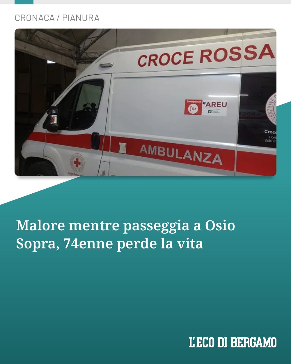 Post Instagram @ecodibergamo: Malore mentre passeggia a Osio Sopra, 74enne perde la vita...