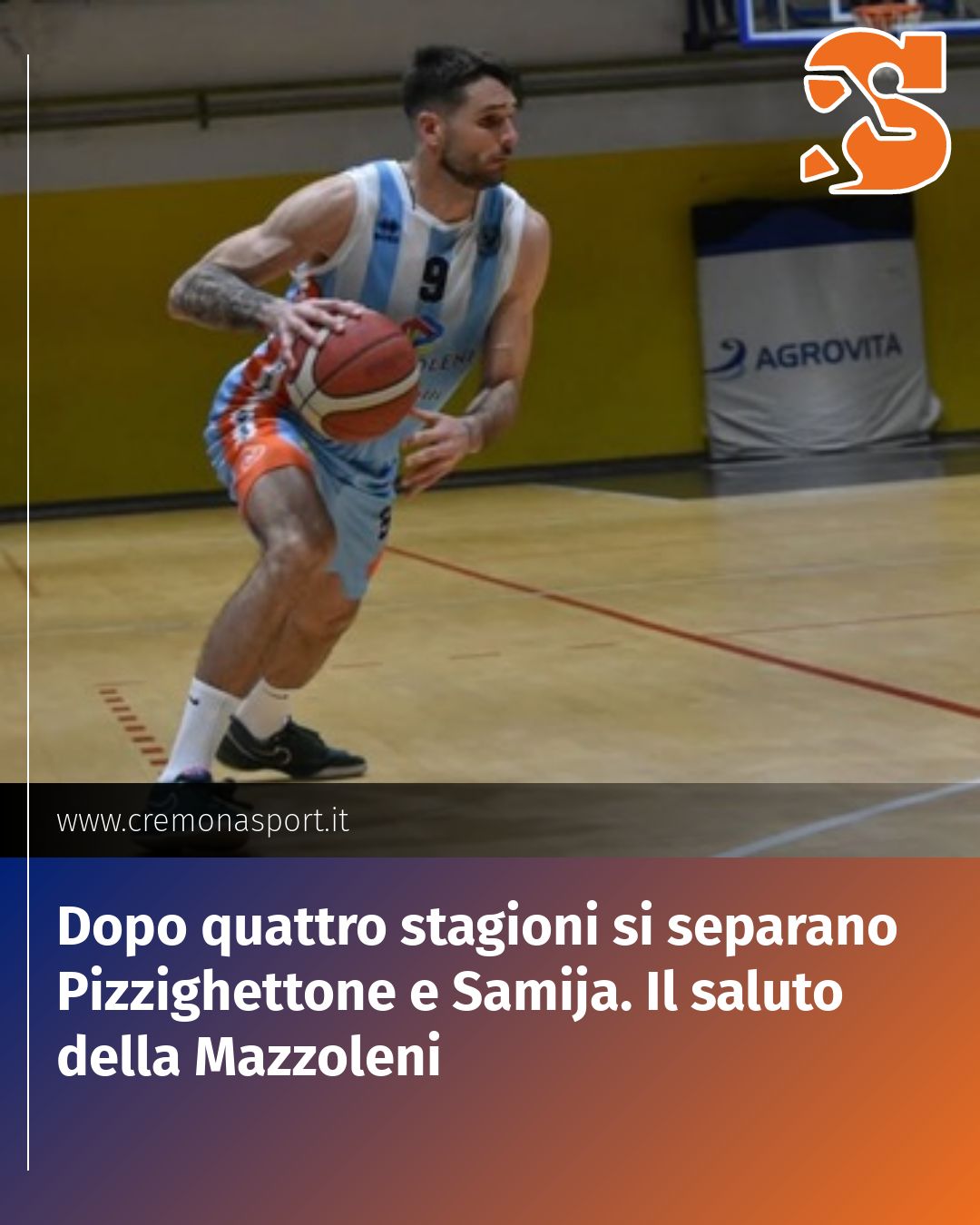 Post Instagram @Cremona_Sport: Dopo quattro stagioni si separano Pizzighettone e Samija. Il saluto della Mazzoleni...