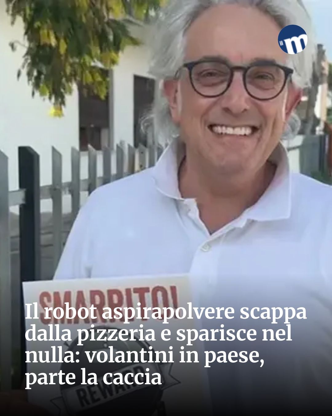 Post Instagram @socialbeat.test: Il robot aspirapolvere scappa dalla pizzeria e sparisce nel nulla: volantini in paese, parte la cacc
