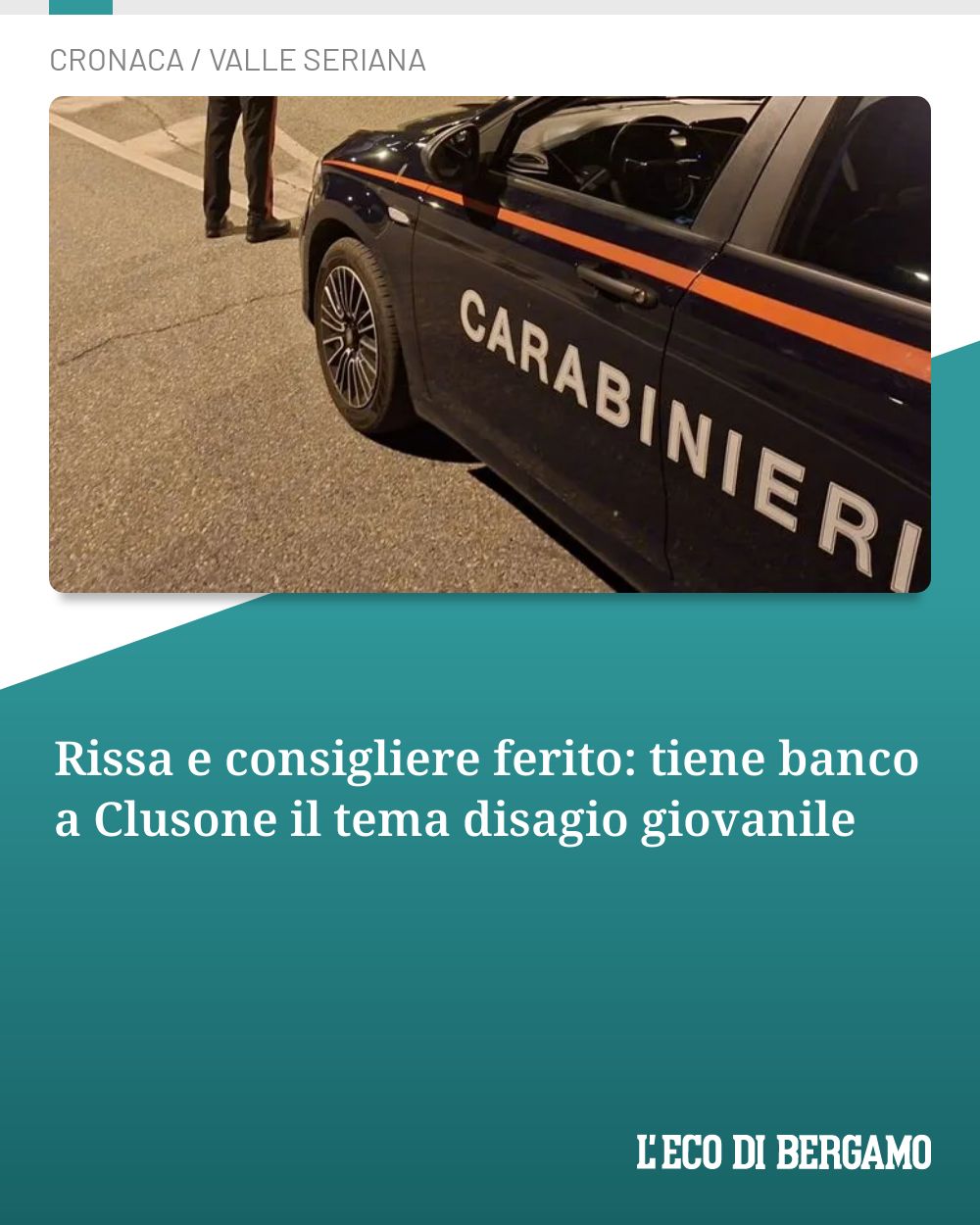 Post Instagram @ecodibergamo: Rissa e consigliere ferito: tiene banco a Clusone il tema disagio giovanile...