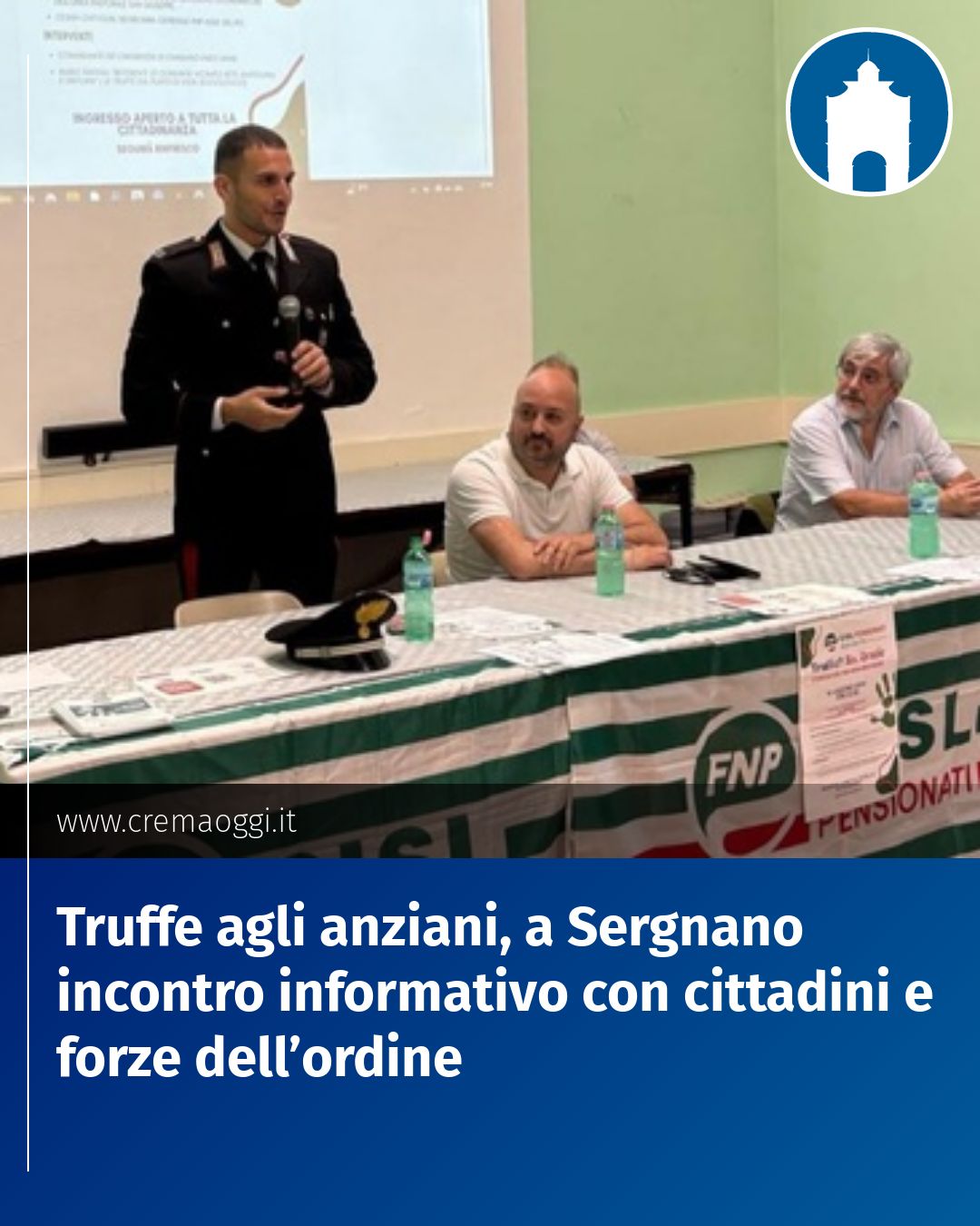 Post Instagram @redazione@cremaoggi.it: Truffe agli anziani, a Sergnano incontro informativo con cittadini e forze dell’ordine...