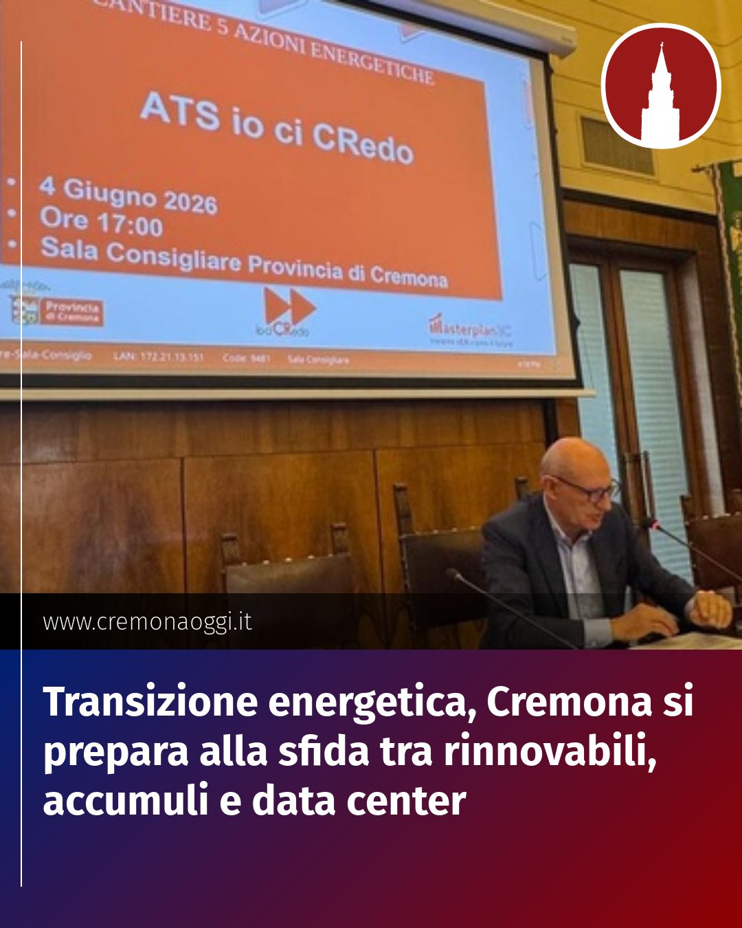 Post Instagram @Cremona_Oggi: Transizione energetica, Cremona si prepara alla sfida tra rinnovabili, accumuli e data center...