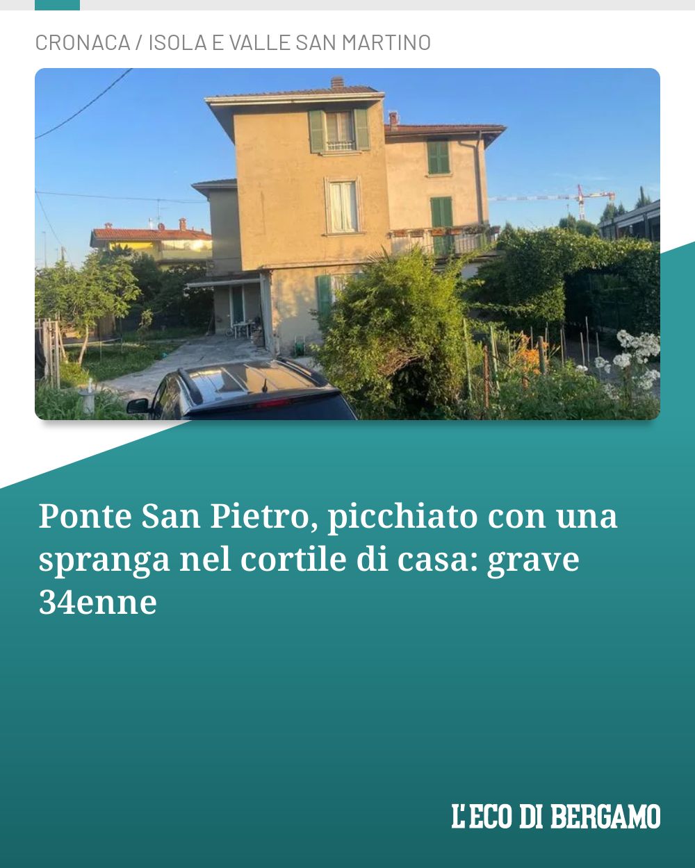 Post Instagram @ecodibergamo: Ponte San Pietro, picchiato con una spranga nel cortile di casa: grave 34enne...